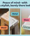 Premium PVC Corner Protectors For Baby Safety 18 Pack Clear Edge Guards on wood, metal, and glass surfaces