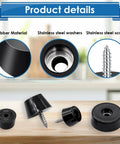 Grippy Rubber Feet Bumpers Kit With Built In Stainless Washers And Screws For Furniture And Appliances, 124 Pieces in 3 sizes