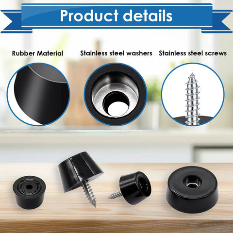 Grippy Rubber Feet Bumpers Kit With Built In Stainless Washers And Screws For Furniture And Appliances, 124 Pieces in 3 sizes