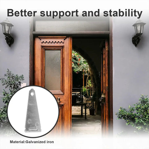 Bulletproof Heavy Duty Gate Hinges 4 Inch Galvanized Steel Strap Hinges For Outdoor Fence And Barn Doors Tight Build 4 Piece No Sweat Installation Kit displayed with a wooden door.