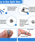 Instructional image for All In One Beginner Fishing Tackle Kit With 215 Pieces In An Organized Tackle Box, demonstrating split shot use.