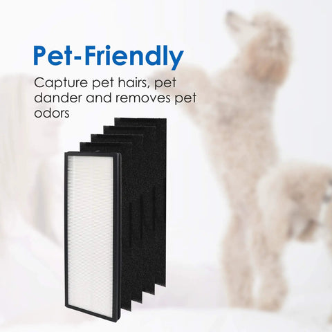 Eureka NEA120 Compatible Replacement Filter Pack With H13 Main Filter NEA F1 And Four Activated Carbon Filters NEA C1 shown with pet