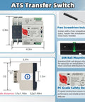 Straight Up 100 Amp Automatic Transfer Switch Flips Smooth As Silk Between Main And Backup Power For Homes Rvs And Emergency Setups No Sweat Operation Rock Solid Gear dimensions and key features displayed.