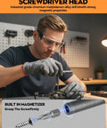 Man using 42 In 1 Magnetic Screwdriver Kit With Ratchet T Handle And Full Multi Bit Set for electronic repair in workshop