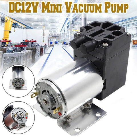 Dc 12V Mini Vacuum Pump With Quiet Operation Oil-Free Design For Sampling Instruments. High Performance Micro Diaphragm Air Compressor Aluminum Body Suction Pump For Gas Analysis And Lab Equipment.