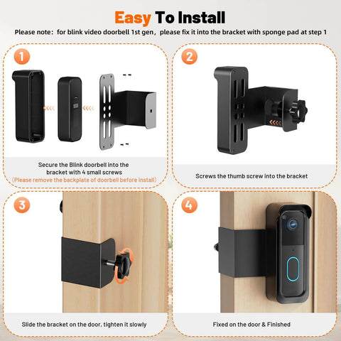 Installation steps for Anti Theft Doorbell Mount For Video Doorbell Gen 1 And Gen 2 No Drill With Rain Cover