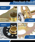 Close-up of 32 Inch Go Kart Axle Kit With Shaft And Hub Chain Brake Master Cylinder And Sprocket Replacement details