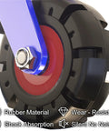 Close-up of a Badass Heavy Duty Industrial Caster featuring durable rubber wheel and blue swivel arm, ideal for smooth movement.