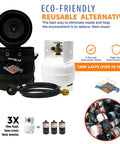 Gas Hauler Kit With Insulated Carry Case, 3 Lb Refillable Propane Tank And Adapter Hose For Camping And Outdoor Adventures, Black And White, Durable Protective Case For Safe Storage And Easy Transport.