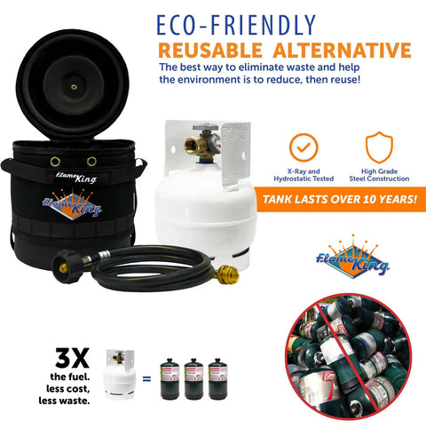 Gas Hauler Kit With Insulated Carry Case, 3 Lb Refillable Propane Tank And Adapter Hose For Camping And Outdoor Adventures, Black And White, Durable Protective Case For Safe Storage And Easy Transport.