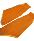 Heavy Duty Leather Flame Sleeves For Welders And Mechanics Badass Heat Resistant Arm Guards with orange suede material.