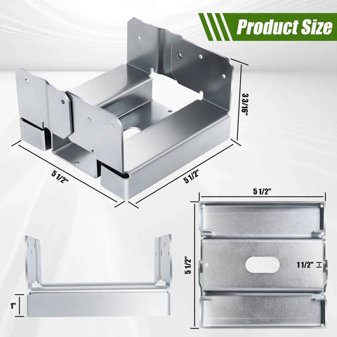 Built Tough 6x6 Post Base for Concrete, Galvanized Post Anchor Bracket Kit with 1 Inch Standoff, Adjustable Wood Post Bracket for Decks, Patios, Gazebos and Pergolas