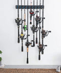 Vertical Wall Mounted Fishing Rod Holder Rack For Up To 9 Rods Or Combos Fits 0.12 To 0.75 Inch Diameters Garage Storage