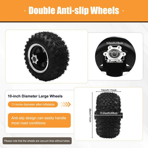 Turn Your Ride Into An Electric Powerhouse With This 24V 250W Dual Wheel Cart Conversion Kit showing 10 inch anti-slip wheels