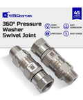 Stainless Steel 3/8 Inch NPT-M 360 Degree Pressure Washer Swivel Built To Last Leakproof High Flow Design For Up To 4000 PSI Keeps Hoses Flexible And Twist Free Not For M22 Threads Ideal For Tough Jobs, stainless steel swivel joint