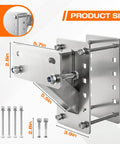 Beefy Heavy Duty Spare Tire Carrier For Trailers 150 Lb Capacity Stainless Steel Mount Bracket with bolts and dimensions