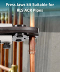 7 Piece Compact Press Jaws Kit For 1/4 Inch To 1 1/8 Inch Refrigeration Piping in use on copper pipe
