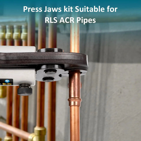 7 Piece Compact Press Jaws Kit For 1/4 Inch To 1 1/8 Inch Refrigeration Piping in use on copper pipe