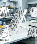 Heavy Duty Lab Drying Rack With Mobile Wheels For Easy Rolling Around The Bench Detachable Drip Rods shown in a lab with stable design.