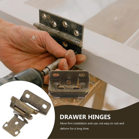4 Pack Golden Iron Kitchen Cabinet Door Hinges With Self Closing Spring being installed on a wooden board