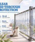 Gotta Keep Your Little Ones Safe With This Hella Clear Banister Guard And Pet Barrier For Balconies Stairs And Windows 16 Mil Thick Transparent Mesh Blocks Gaps While Preserving Open Views Includes Zip Ties And Easy Install on balcony with a cat