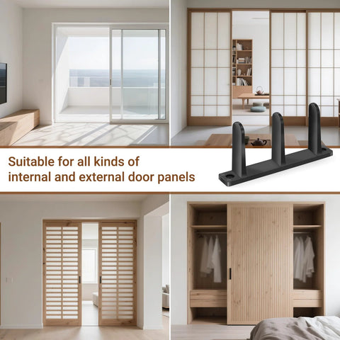 4-Piece Black Closet Door Floor Guide Set With Screws And Screwdriver for smooth sliding 1-3/8 inch thick closet doors