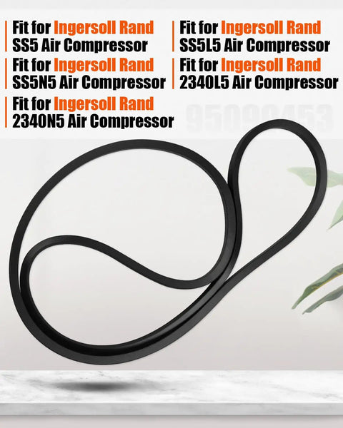 Beefed Up V Belt For Air Compressor Drive System Fits SS5 SS5L5 SS5N5 2340L5 2340N5 Replacement 95099453 displayed on a table