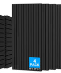 Super Thick High Density Black Acoustic Foam Panels Four Pack Sound Deadening Wall Tiles, 48x24x2 inches, arranged vertically.