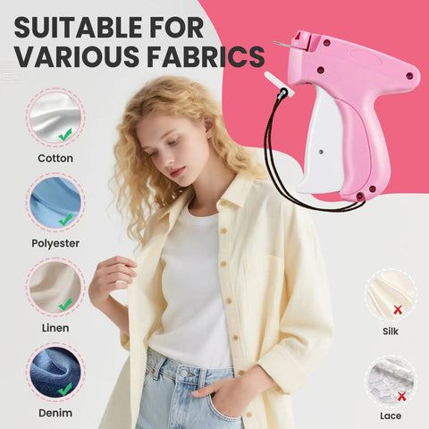 Upgraded Handheld Stitch Gun For Quick Clothing Fixes Smart Tagging Tool For Snag Free Fabric Mending On Denim And Wool with fabric examples