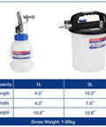 1L and 3L containers from 3L Vacuum Brake Bleeder Kit for One Person Bleeding, No Helper Needed, Pneumatic Pump, 22 Adapters
