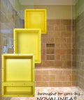 Two Tier Recessed Shower Niche 16 By 20 Inches, Mounting Screws Included, shown in a tiled shower environment.