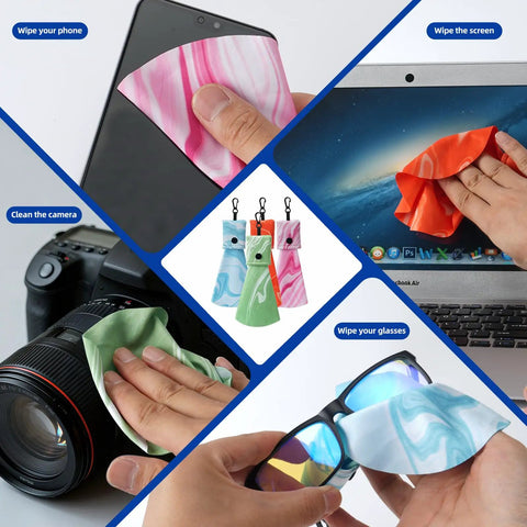 Grab And Go Ultra Portable Microfiber Cleaning Cloths With Keychain For Eyeglasses Sunglasses And Camera Lenses Lens Wipes