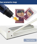 2 In 1 Shrink Wrap Machine With Heat Gun 45 Cm Manual Heat Sealer used to seal food packaging with adjustable temperature.