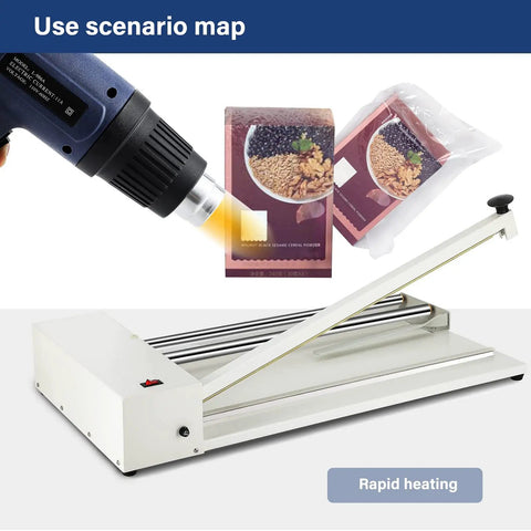 2 In 1 Shrink Wrap Machine With Heat Gun 45 Cm Manual Heat Sealer used to seal food packaging with adjustable temperature.
