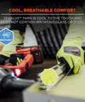 Close-up of ProFlex 7041 Lime Cut Resistant Gloves With Nitrile Coated Palms For Superior Grip Hi Vis Safety ANSI A4 Cut Protection