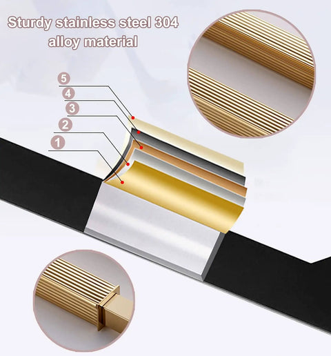Diagram showing layers of sturdy stainless steel 304 alloy material for Sliding Barn Door Handle Set With Two Sided Pull And Push