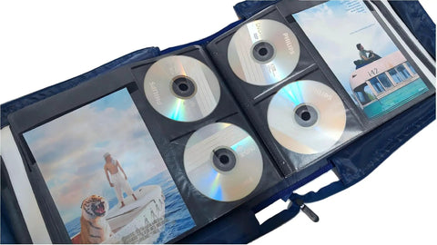 Open Durable Portable DVD CD Blu Ray Storage Case With Extra Wide Title Cover Pages Holds 192 Discs And 96 Booklets