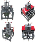 Dinenovate 2.2Kw Electric Pipe Bender Machine For Square And Round Tubing Cold Bending Tool shown from multiple angles, featuring red and grey heavy steel frame.