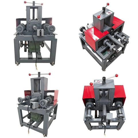 Dinenovate 2.2Kw Electric Pipe Bender Machine For Square And Round Tubing Cold Bending Tool shown from multiple angles, featuring red and grey heavy steel frame.