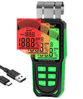 No Sweat Pinless Moisture Meter For Scanning Wood Drywall And Concrete Without Holes Or Marks Working As A Non Invasive Digital Leak Detector Catching Wall Drip Early, showing display and USB connection.
