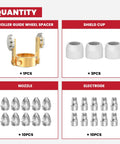 P-80 Plasma Cutter Torch Consumables Kit components: roller guide wheel spacer, nozzles, shield cups, electrodes