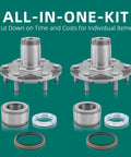 Two Front Wheel Hub Bearing Kits That Fit Toyota Tundra 2000 To 2006, Tacoma 1999 To 2004 2.7L, Sequoia 2001 To 2007 4.7L, And 4Runner 1996 To 2001 2WD With Lock Nut And Seal