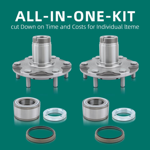 Two Front Wheel Hub Bearing Kits That Fit Toyota Tundra 2000 To 2006, Tacoma 1999 To 2004 2.7L, Sequoia 2001 To 2007 4.7L, And 4Runner 1996 To 2001 2WD With Lock Nut And Seal
