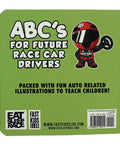 Future Race Car Driver Alphabet Fun For Gearhead Kids A To Z Board Book, 26-page green board book cover