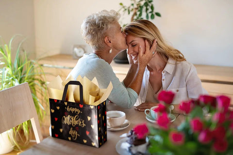 2 Pack Mother's Day Gift Bags With Tissue Paper And Cards Reusable Nonwoven Gift Totes For Mom Grandma Grandmother 12.6 Inches