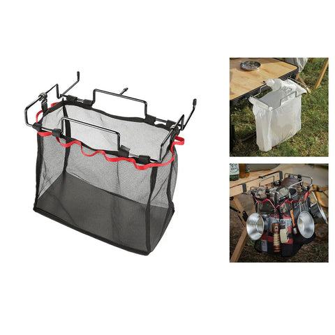 Desktop Trash Can Holder And Hanging Rack Organizer For Home And Camping Keeps Your Space Clean With A Reusable Bag Cage, mesh design.