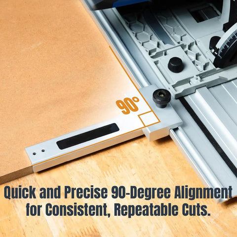 Pro Grade Track Saw Guide Square For Exact 90 Degree Cuts Fits Most Track Saw Guide Rails With Universal T Slot Design demonstration