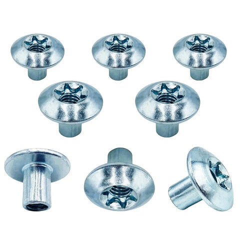 Real Deal Trailer Cam Hasp Latch Hardware Kit Ships With Eight Five Sixteenths Inch Torx Barrel Nuts and Zinc Plated Steel Bolts.
