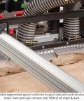Detail of Heavy Duty Slab Flattening Mill Pro Extended With Hella Wide 48X134 Inch Capacity, highlighting dust collection features.