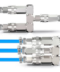 2 Way Air Manifold And Hose Splitter With 3 Ports Heavy Duty Steel Construction Built Tough Corrosion Resistant Pneumatic Quick Connect Socket